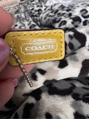 Tiny Coach Yellow Leather Logo Keychain Tag